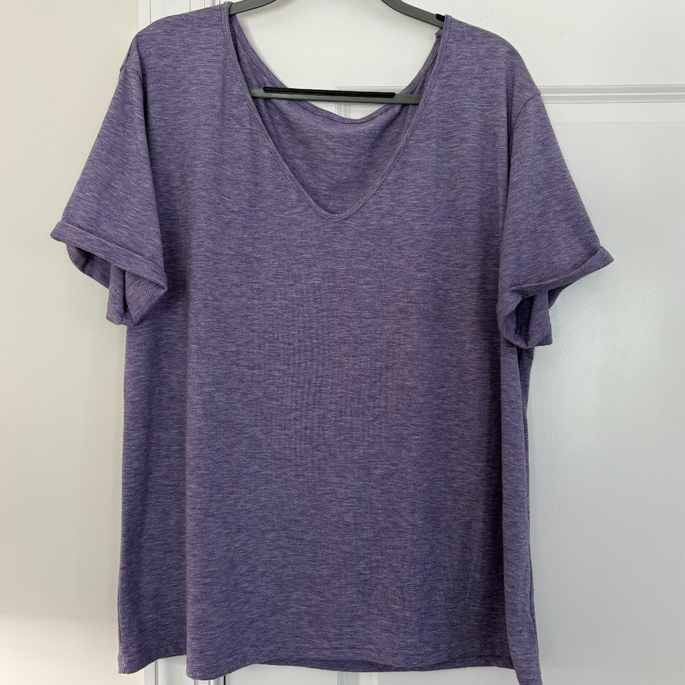 New Violet V-Neck Short Sleeve Top
